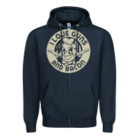 Navy i love guns bacon pork pig funny gun Zipper Hoodie - linhVisuals