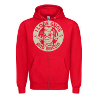 Red i love guns bacon pork pig funny gun Zipper Hoodie - linhVisuals
