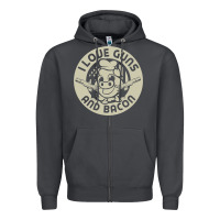 Smoke i love guns bacon pork pig funny gun Zipper Hoodie - linhVisuals