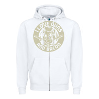 White i love guns bacon pork pig funny gun Zipper Hoodie - linhVisuals