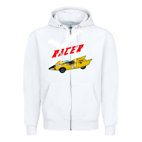 White racer x Zipper Hoodie - linhVisuals