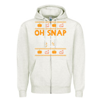 Oatmeal Heather oh snap turkey wishbone funny ugly Zipper Hoodie - linhVisuals