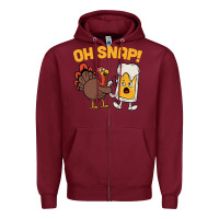 Burgundy oh snap thanksgiving cute turkey day Zipper Hoodie - linhVisuals