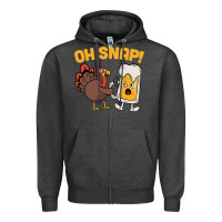 Charcoal Heather oh snap thanksgiving cute turkey day Zipper Hoodie - linhVisuals