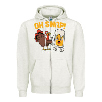 Oatmeal Heather oh snap thanksgiving cute turkey day Zipper Hoodie - linhVisuals