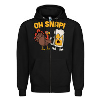 Black oh snap thanksgiving cute turkey day Zipper Hoodie - linhVisuals