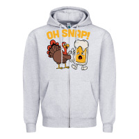 Heather Grey oh snap thanksgiving cute turkey day Zipper Hoodie - linhVisuals