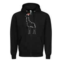 Black santa giraffe christmas color led Zipper Hoodie - linhVisuals