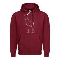 Burgundy santa giraffe christmas color led Zipper Hoodie - linhVisuals