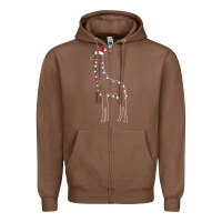 Chestnut santa giraffe christmas color led Zipper Hoodie - linhVisuals