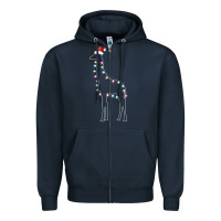 Navy santa giraffe christmas color led Zipper Hoodie - linhVisuals