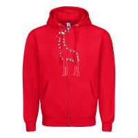 Red santa giraffe christmas color led Zipper Hoodie - linhVisuals