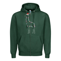Sports Green santa giraffe christmas color led Zipper Hoodie - linhVisuals