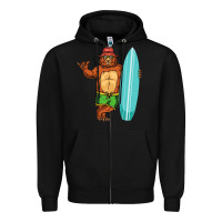 Black surfing premium Zipper Hoodie - linhVisuals