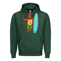 Sports Green surfing premium Zipper Hoodie - linhVisuals
