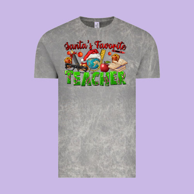 Santa's Favorite Teacher Vintage Tee Designed By Fadigitalartstudio