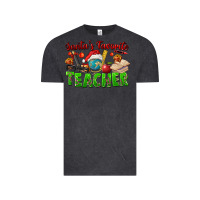 Vintage Black Santa's Favorite Teacher Vintage Tee - FaDigitalArtStudio
