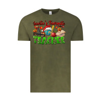 Vintage Olive Santa's Favorite Teacher Vintage Tee - FaDigitalArtStudio