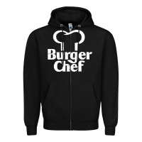 Black vintage burger chef classic Zipper Hoodie - linhVisuals
