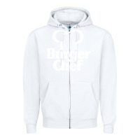 White vintage burger chef classic Zipper Hoodie - linhVisuals