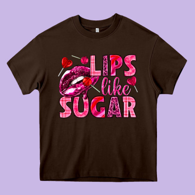 Lips Like Sugar Valentine's Day Heavy Core Tee Designed By Howdyjamesfarm