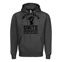 Charcoal Heather introverts unite Zipper Hoodie - linhVisuals