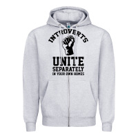 Heather Grey introverts unite Zipper Hoodie - linhVisuals