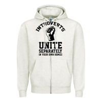 Oatmeal Heather introverts unite Zipper Hoodie - linhVisuals