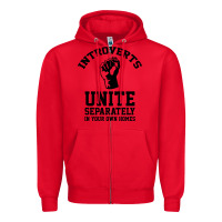 Red introverts unite Zipper Hoodie - linhVisuals