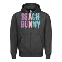 Charcoal Heather beach bunny Zipper Hoodie - linhVisuals