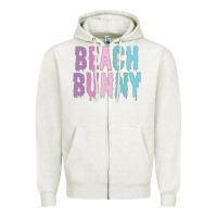 Oatmeal Heather beach bunny Zipper Hoodie - linhVisuals