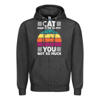 Charcoal Heather Funny Cat Lover Sarcastic Cat Memes Zipper Hoodie - linhVisuals