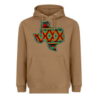 Toasted Coconut Texas Map With Aztec Background Heavyweight Hoodie - JahusDesignShop