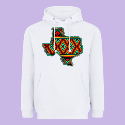Texas Map With Aztec Background Heavyweight Hoodie Designed By Jahusdesignshop