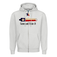 Dove Grey come and take it   texas flag essential Zipper Hoodie - linhVisuals