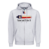 Heather Grey come and take it   texas flag essential Zipper Hoodie - linhVisuals