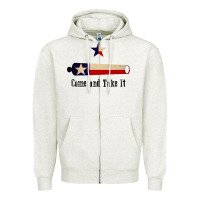 Oatmeal Heather come and take it   texas flag essential Zipper Hoodie - linhVisuals