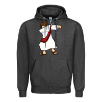 Charcoal Heather dabbing jesus christian dab dance Zipper Hoodie - linhVisuals