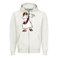 Oatmeal Heather dabbing jesus christian dab dance Zipper Hoodie - linhVisuals