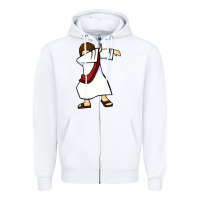 White dabbing jesus christian dab dance Zipper Hoodie - linhVisuals