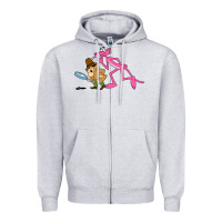 Heather Grey the pink panther Zipper Hoodie - linhVisuals