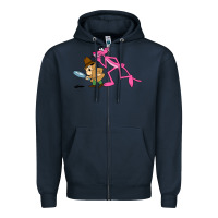 Navy the pink panther Zipper Hoodie - linhVisuals