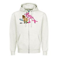 Oatmeal Heather the pink panther Zipper Hoodie - linhVisuals
