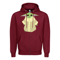 Burgundy Baby Grogu Legend Zipper Hoodie - linhVisuals