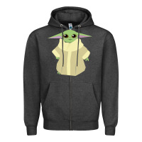 Charcoal Heather Baby Grogu Legend Zipper Hoodie - linhVisuals