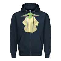 Navy Baby Grogu Legend Zipper Hoodie - linhVisuals