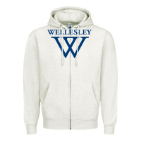 Oatmeal Heather Wellesley College Zipper Hoodie - linhVisuals