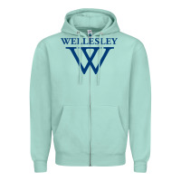 Seafoam Wellesley College Zipper Hoodie - linhVisuals