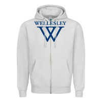 Dove Grey Wellesley College Zipper Hoodie - linhVisuals