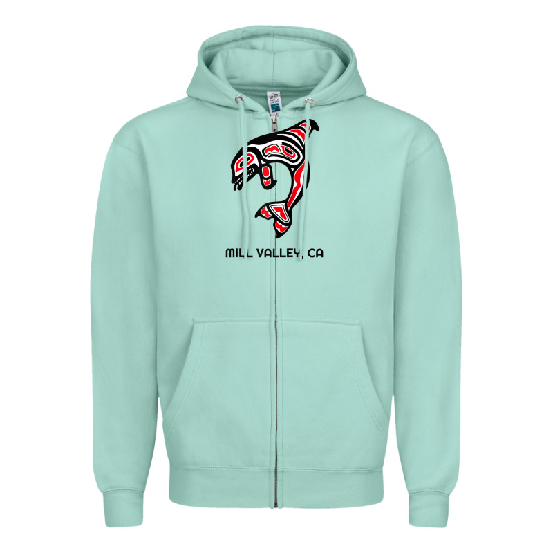Mill Valley, California Native American Orca Killer Whale Raglan Baseb Zipper Hoodie by linhVisuals | Teevron